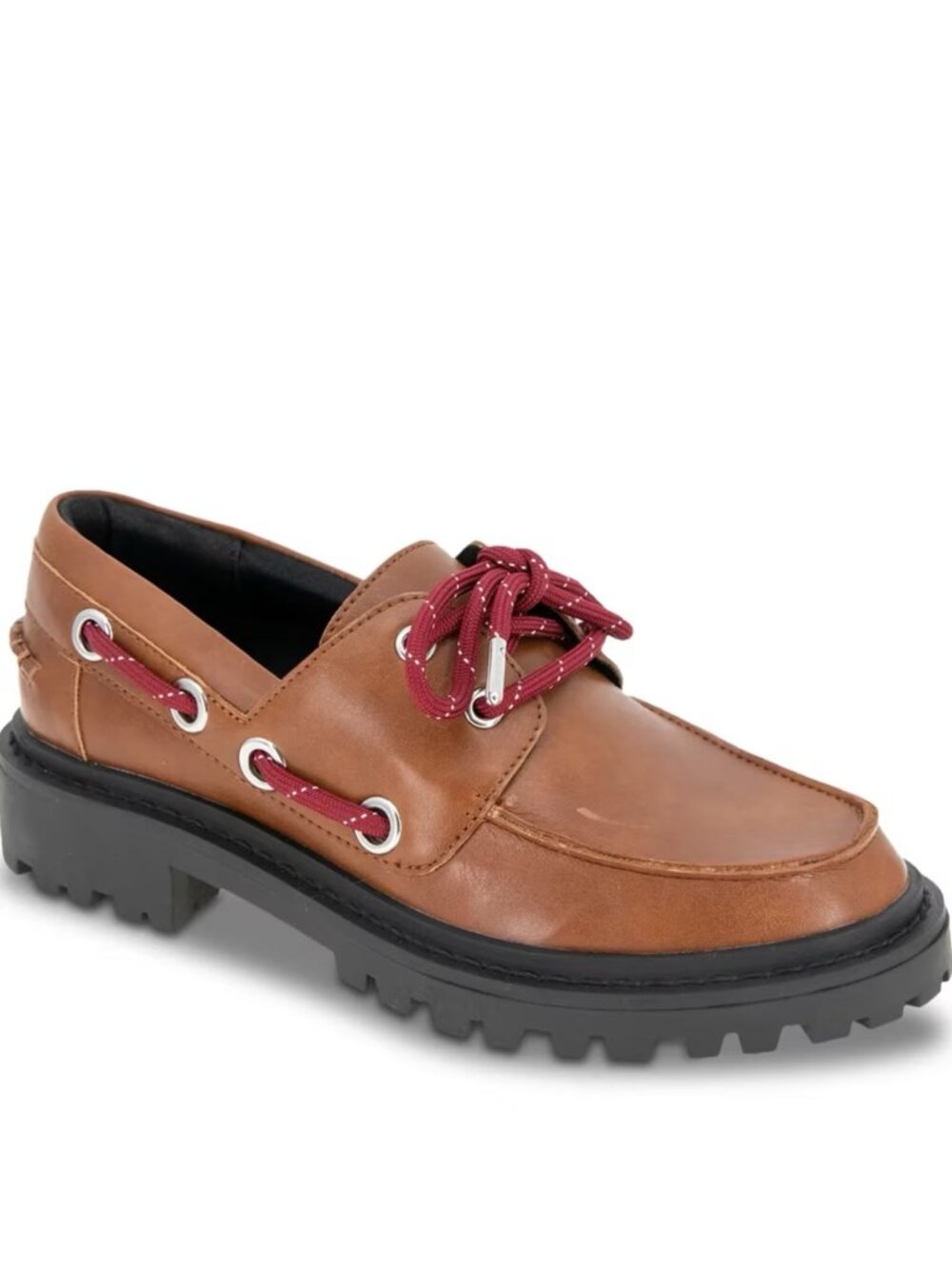 BCBGeneration Ladonna Boat Shoe Tan Brown Faux Leather Womens 6.5 Chunky Loafer